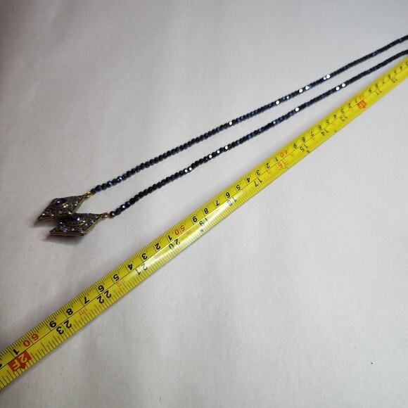 HEIDI DAUS Necklace Crystal Trilo Beaded Lariat Retired $259 Layering Tanzanite - Picture 6 of 6